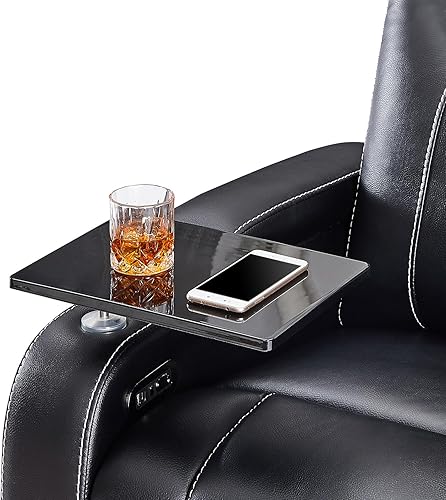 Weilianda Serie de asientos de cine en casa mesa giratoria bandeja negra brillante