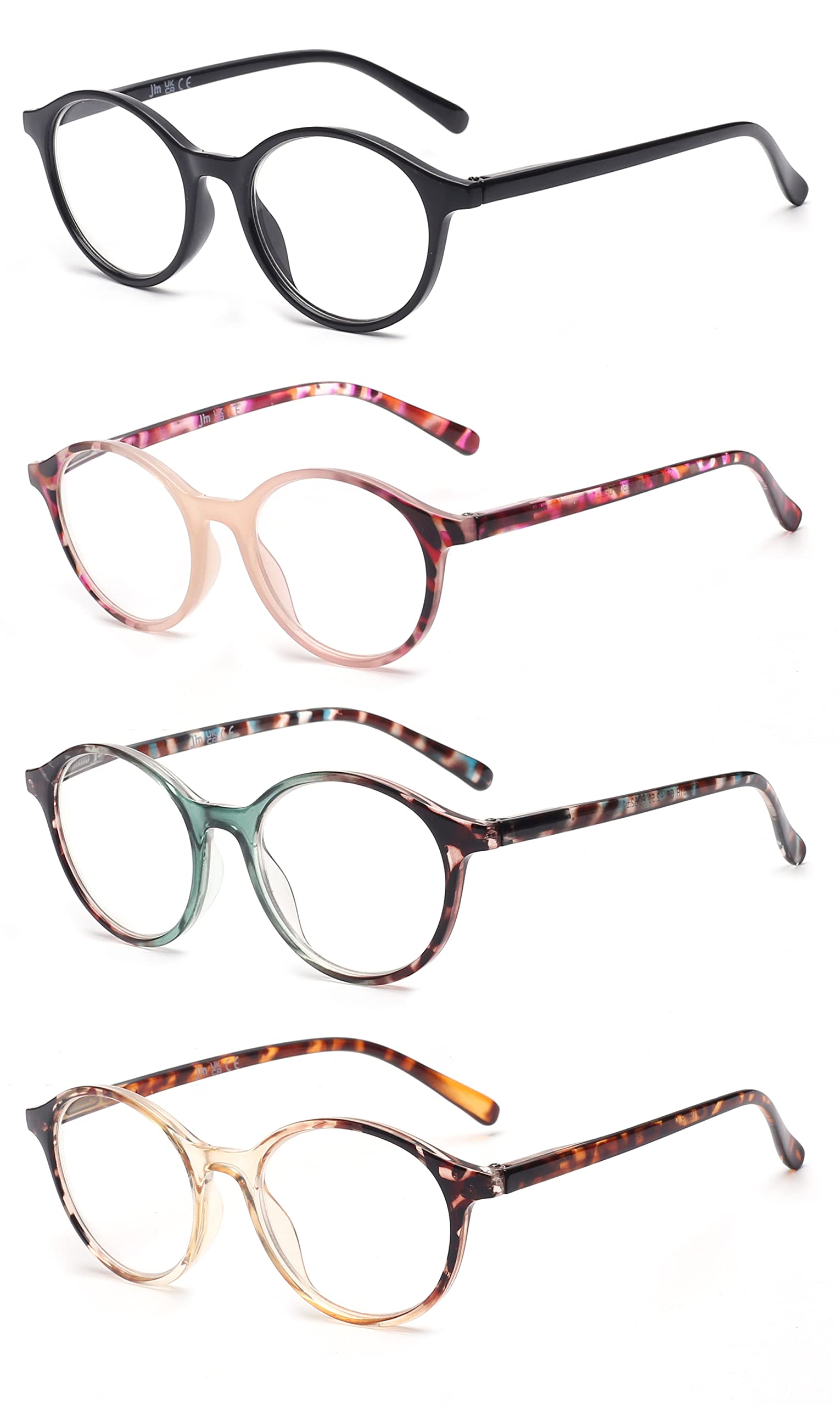 JM 3 Paquete Vintage Redondas Gafas de Lectura Con Bisagras de Resorte Anteojos Para Lectores Hombre Mujer