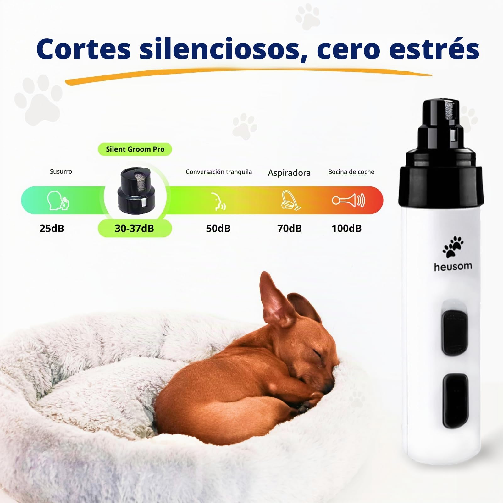Silent Groom Pro Lijadora de Uñas para Mascotas | Cortauñas Ultra Silencioso para Perros, Gatos y Otros Animales | Cuidado de Uñas Seguro y Sin Estrés, Ideal para Perros Sensibles de Todas las