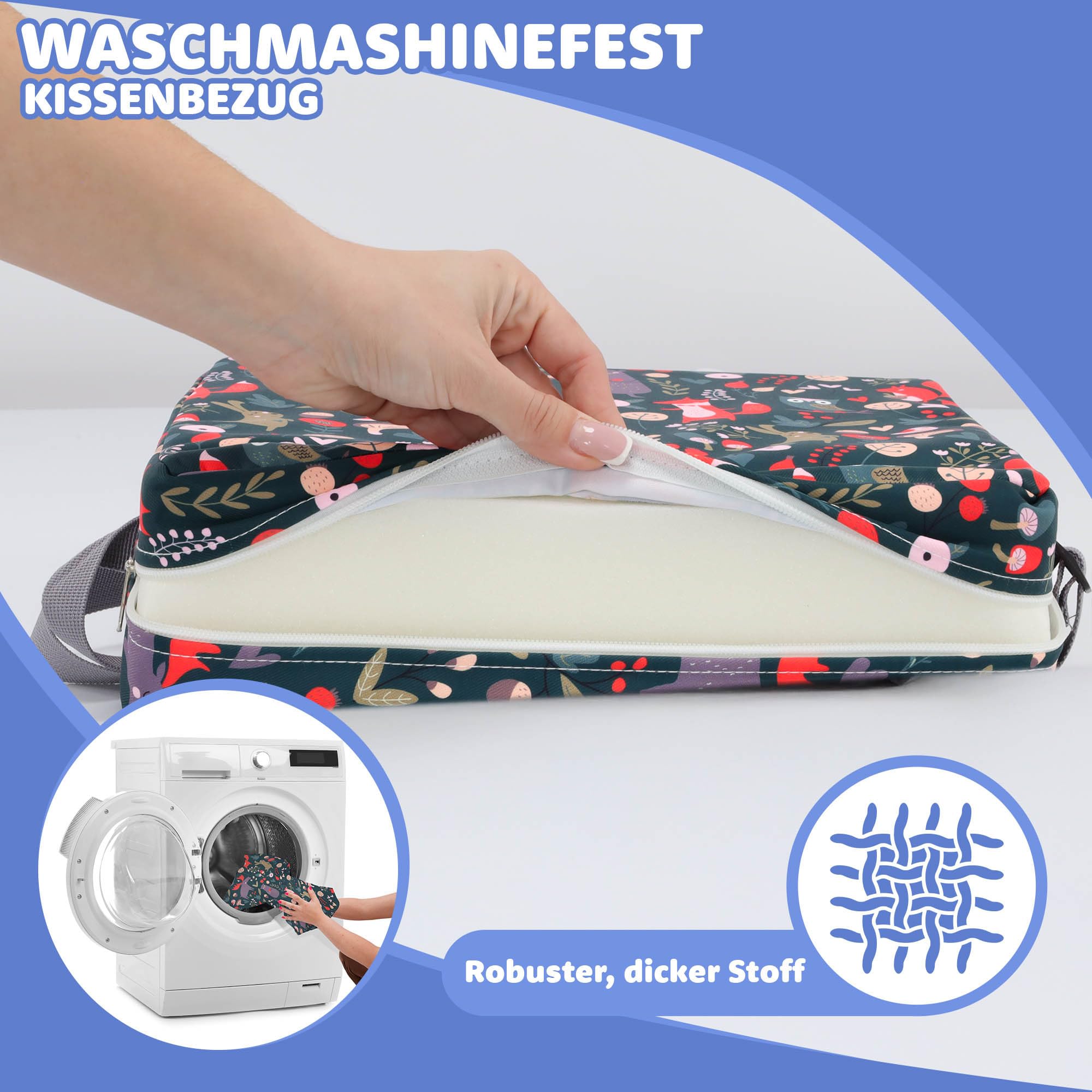 Fotel podwyższający Krzesło dziecięce 33x33x8 cm - Poduszka na krzesło dziecięce Fotelik dziecięcy Poduszka podwyższająca Poduszka siedziska Poduszka na krzesło leśne zwierzęta
