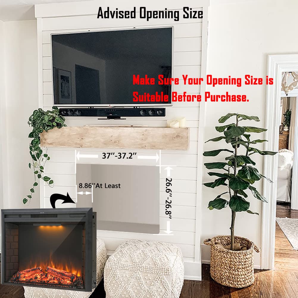 Masarflame 40'' Electric Fireplace Insert, Retro Recessed Fireplace Heater  with Fire Cracking Sound, Remote Control u0026 Timer, 750/1500W, Black : Home u0026  Kitchen - Amazon.com