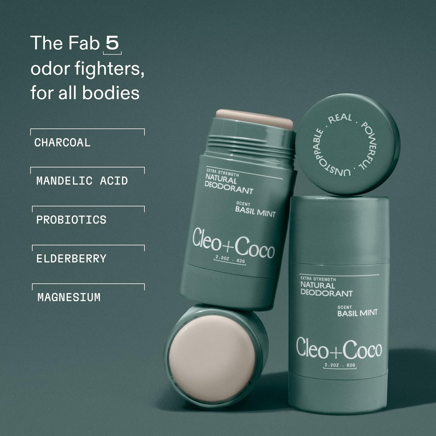 Cleo+Coco Extra Strength Deodorant Balm, Basil Mint (2.2 oz