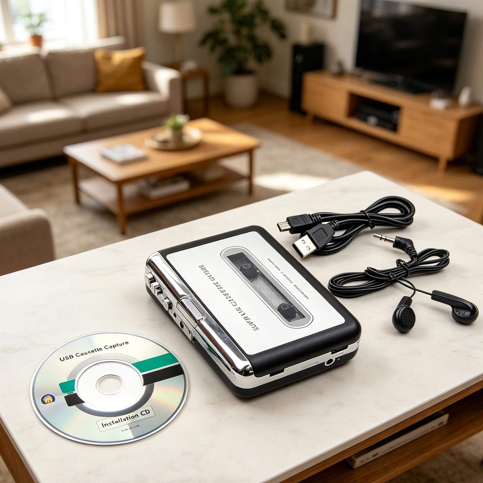 Tragbarer Kassettenspieler, Tragbarer USB-Kassettenspieler, Kassetten-Zu-Mp3-Konverter, Mini USB Kassettenaufnahmeband USB 2.0 Schnittstelle Für Digitalisierung Und Mobile Nutzung