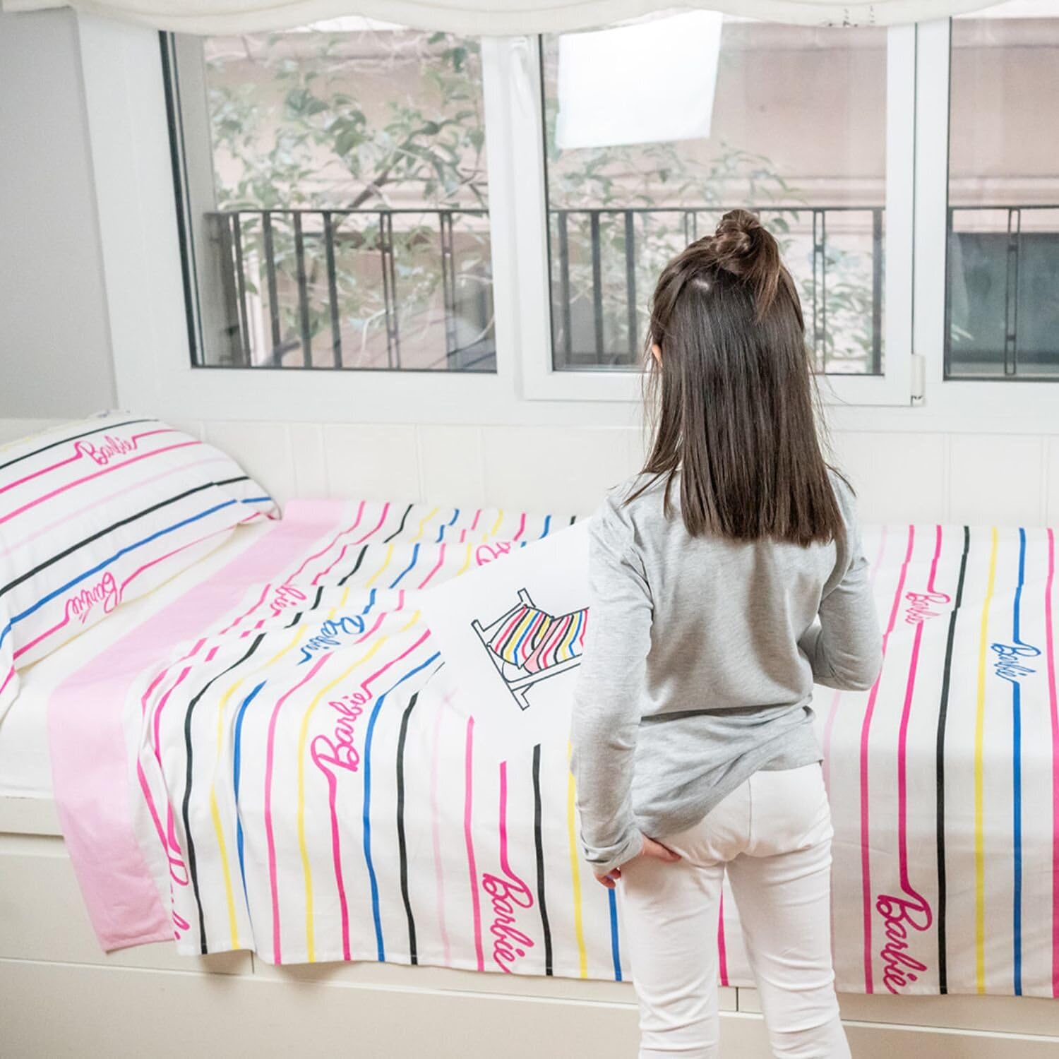 Burrito Blanco | Juego de sábanas Barbie™ | Cama de 90cm. | Diseño Unique 002 | Color Multicolor | 100% Algodón
