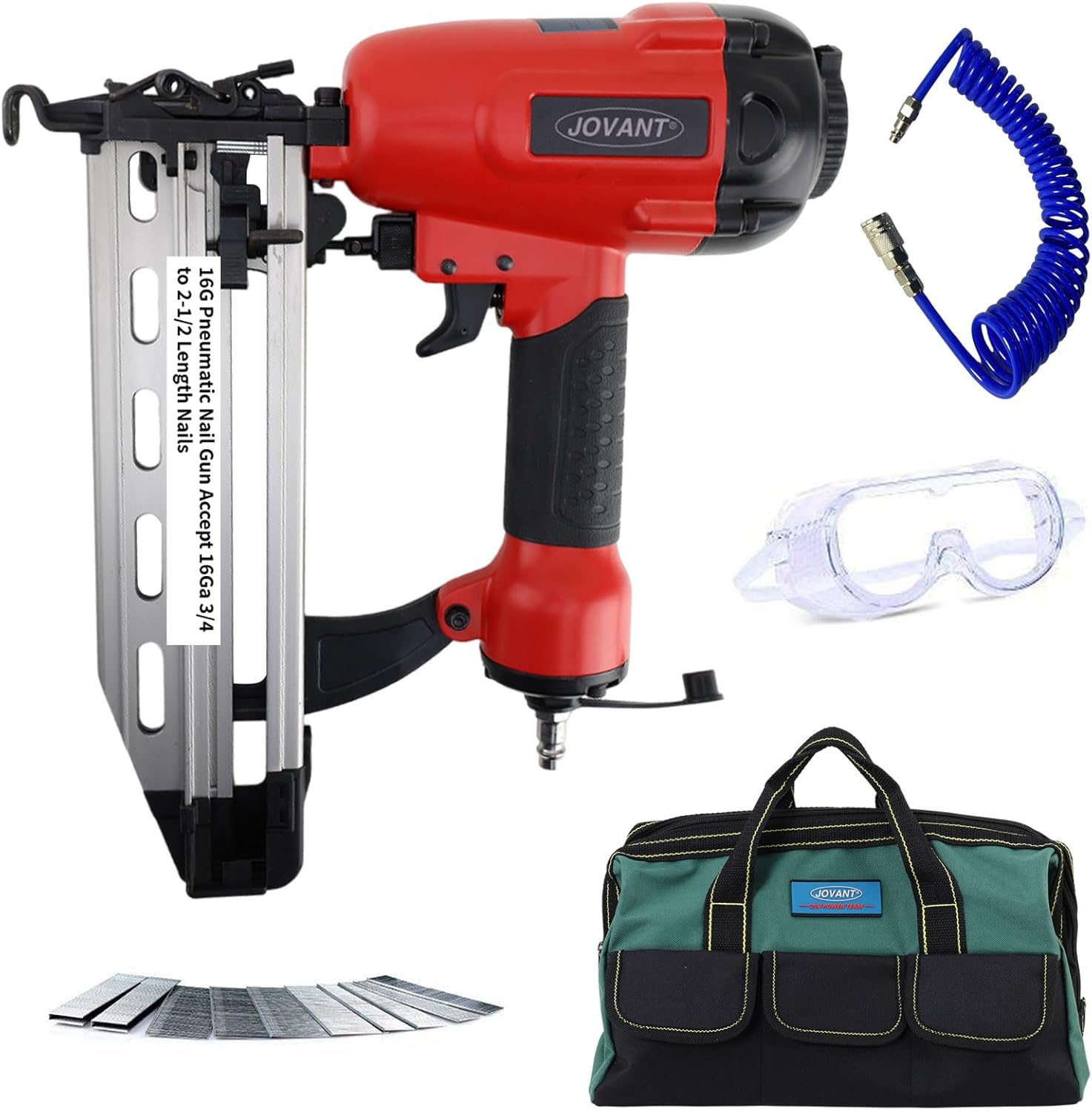 18GA Pneumatic Brad Nailer,Accepts 5/8 to 2Inch Brad Nails & Crown 5/8 to 1-5/8 Inch Staple.2 in 1 Nail Gun, Ideal for Upholstery, Woodworking(Include Portable Bag)