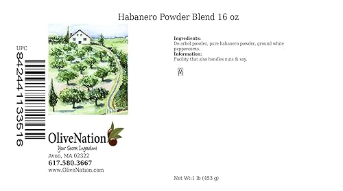Miniatura 2 de OliveNation Mezcla de condimentos Habanero, chile habanero molido, Chile de Arbol, pimienta blanca, polvo picante picante - 16 onzas