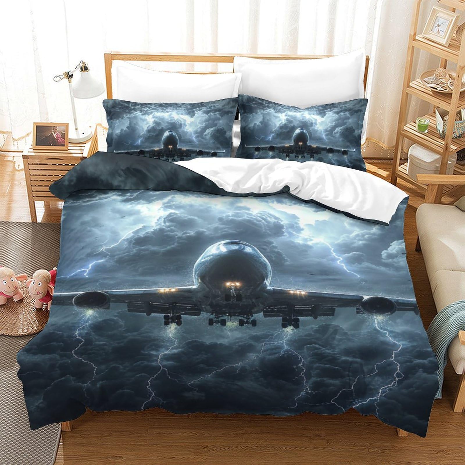 Housse de couette avion en microfibre respirante et super douce 140x200cm