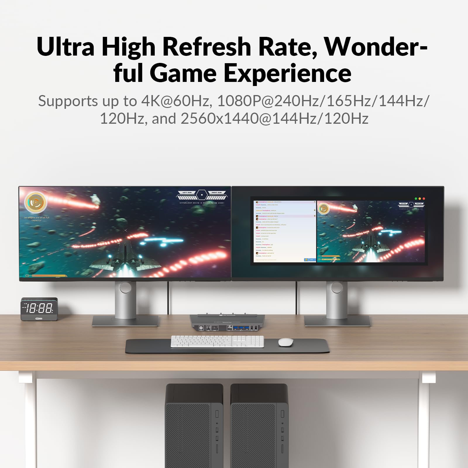 AV Access KVM Switch Doppio Monitor 2 Porte 4K@60Hz, 2K@144Hz, 1080P@240Hz, HDMI USB 3.0 Display Esteso 2 Monitor 2 Computer, Hotkey
