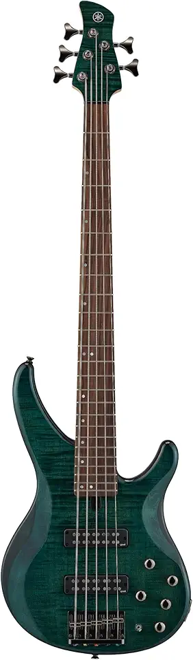 Yamaha TRBX605 5 cordas para baixo de bordo flamejado, azul índigo