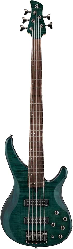 Yamaha TRBX605 5 cordas para baixo de bordo flamejado, azul índigo