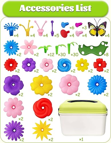 Miniatura 6 de Gojmzo 150 juguetes de construcción de jardín de flores para regalos de cumpleaños de niñas de 2, 3, 4, 5 años, juguetes para niñas de 2 a 3,