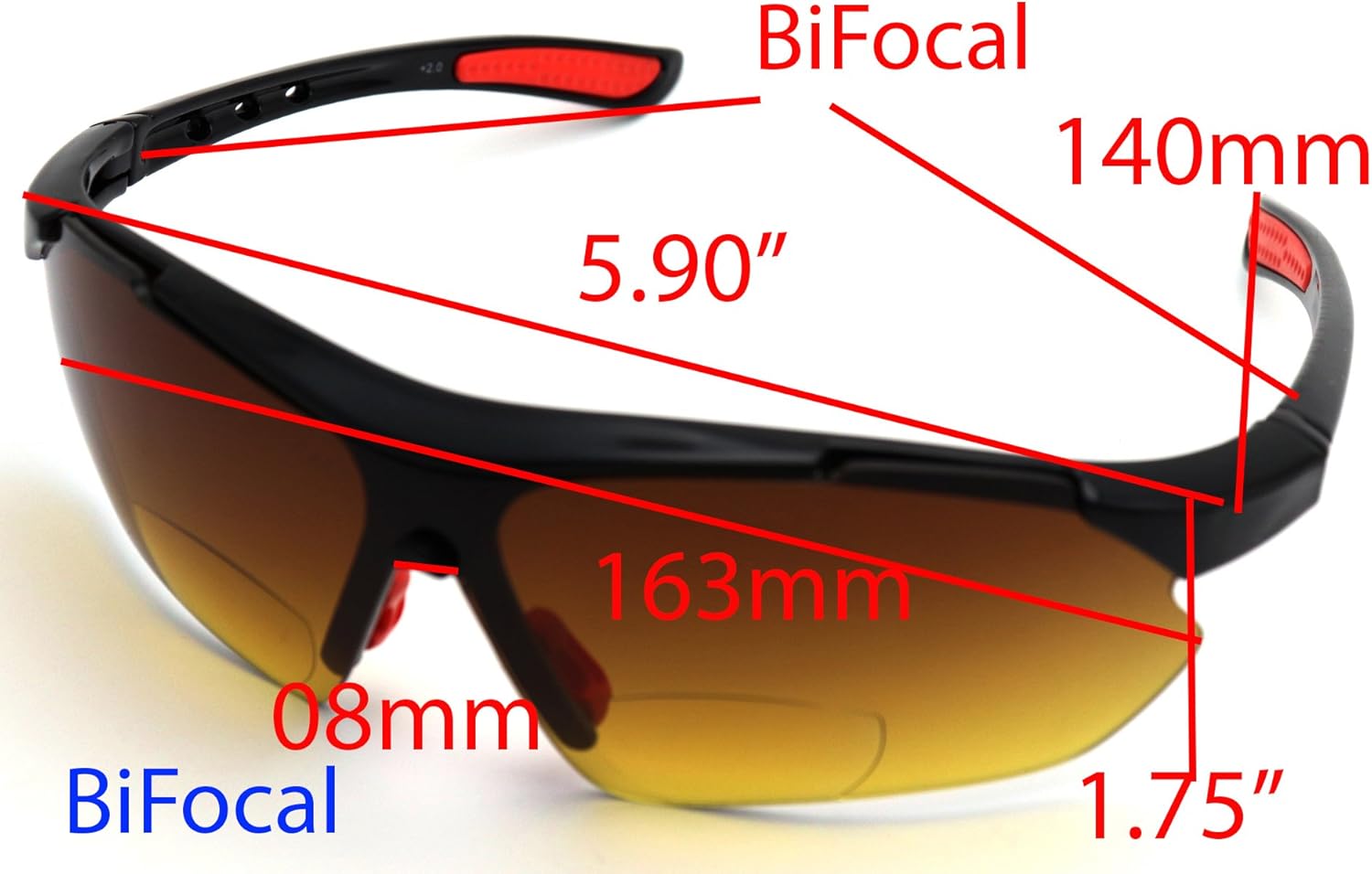 ColorViper Sports Double Injection Readers Flexie Reading Glasses size and color very (z2 shiny black red / anti glare BiFocal, 2.00)