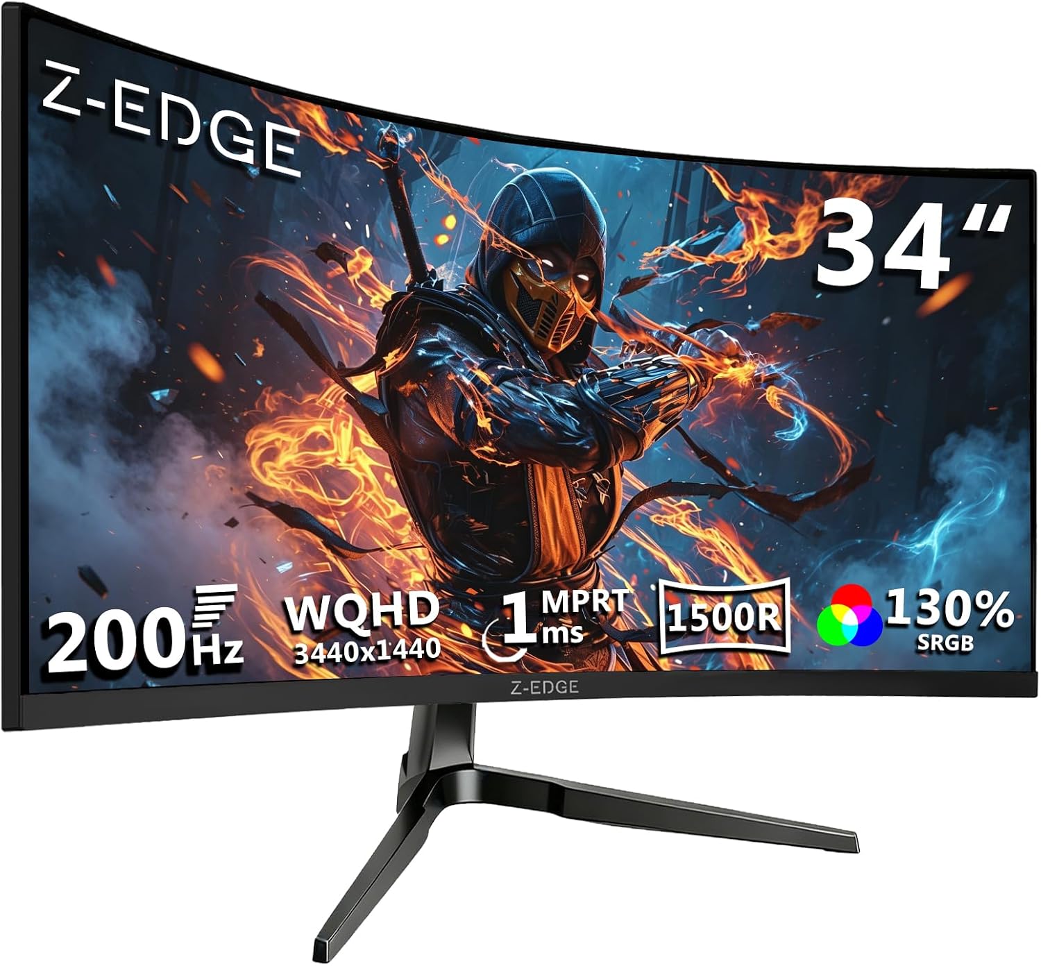 Z-Edge 34 inch Curved Gaming Monitor, WQHD 1440P 200Hz 144Hz PC Monitor