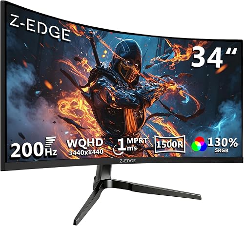 Z‑Edge Écran Pc Gamer 34 Pouces Incurvé Gaming UWQHD 1440…