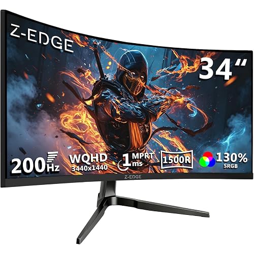 Z-Edge 34 inch Curved Gaming Monitor, WQHD 1440P 200Hz 144Hz PC Monitor