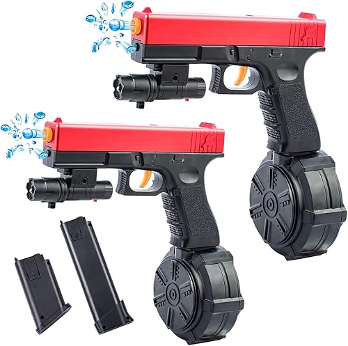 Pistola de bolas de gel para salpicaduras, paquete de 2 unidades, automática para adultos y niños, lanzadores de bolas de salpicaduras, juguete de