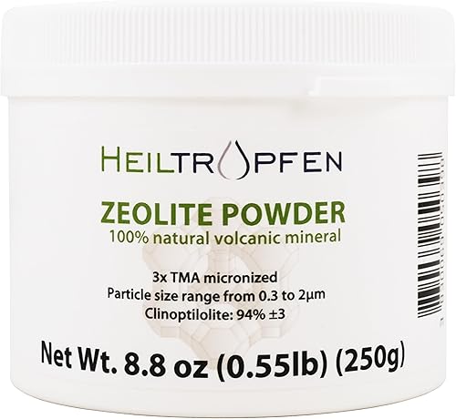 Polvo de zeolita | 3 veces activado | 0.55 libras 8.82 oz | Ultra fino menos de 2 µm | Clinoptilolita 94+-3% | Polvo mineral natural | Heiltropfen