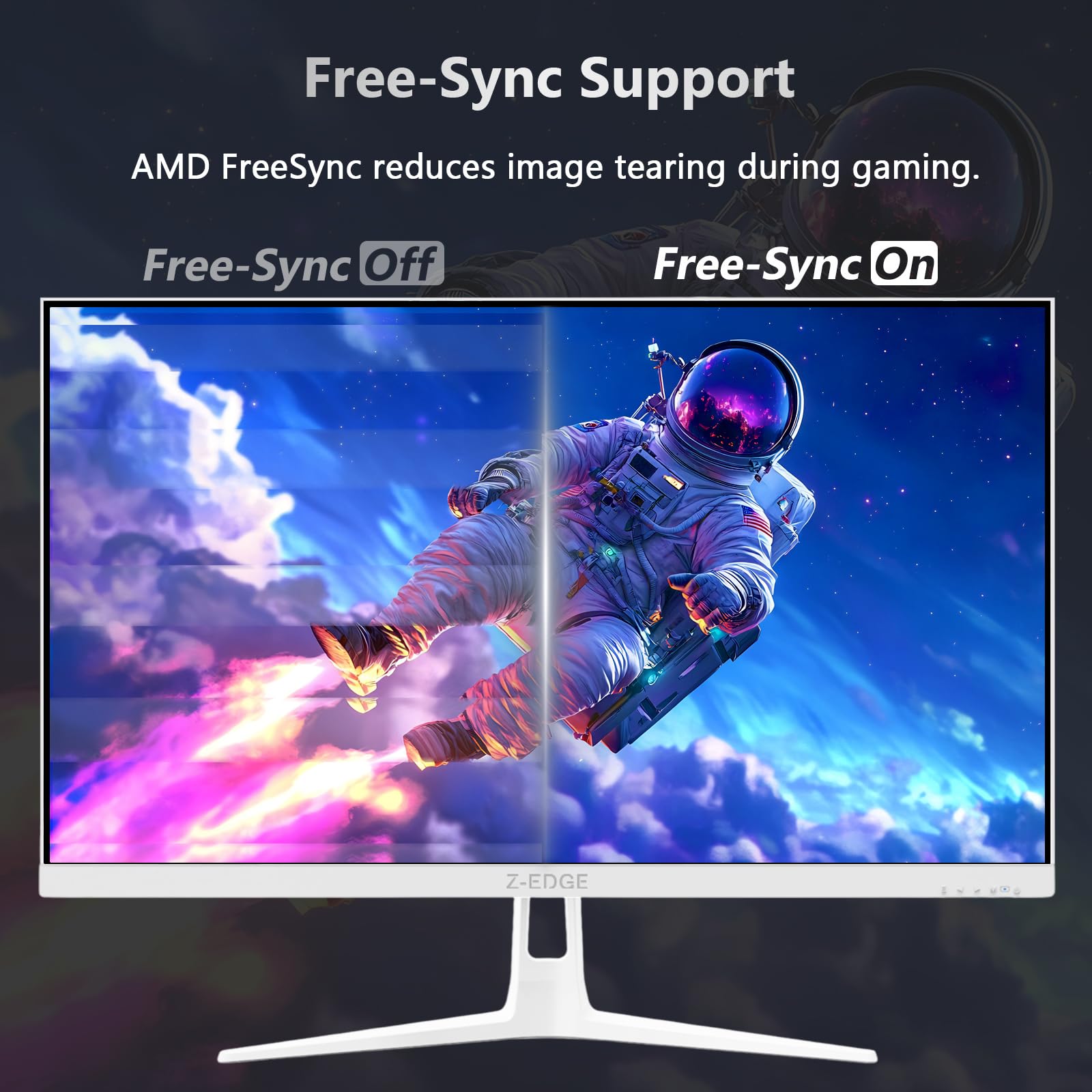 Z-Edge Biały ekran do komputera gamingowego 24'' 240 Hz, IPS, 1ms, FreeSync, FHD, Biały monitor Gaming 16:9, Regulowane pochylenie, 2× HDMI2.0 & 2× DP1.4, 350cd/m², HDR10, VESA (Łącze DP dołączone)