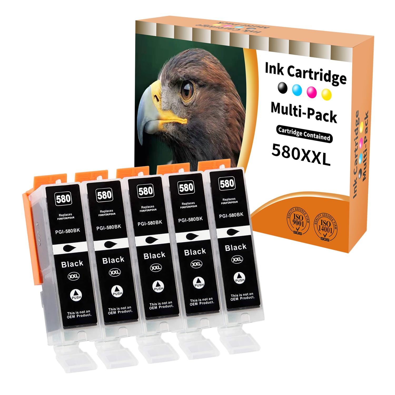 Starlet24 5X 580XL PGBK Druckerpatronen für Canon PGI-580 PGBK XXL Schwarz Kompatibel mit Canon Pixma TR8550 TR8500 TS6350a TS705a TS6350 TS8350 TS8250 TS6150 TS9550