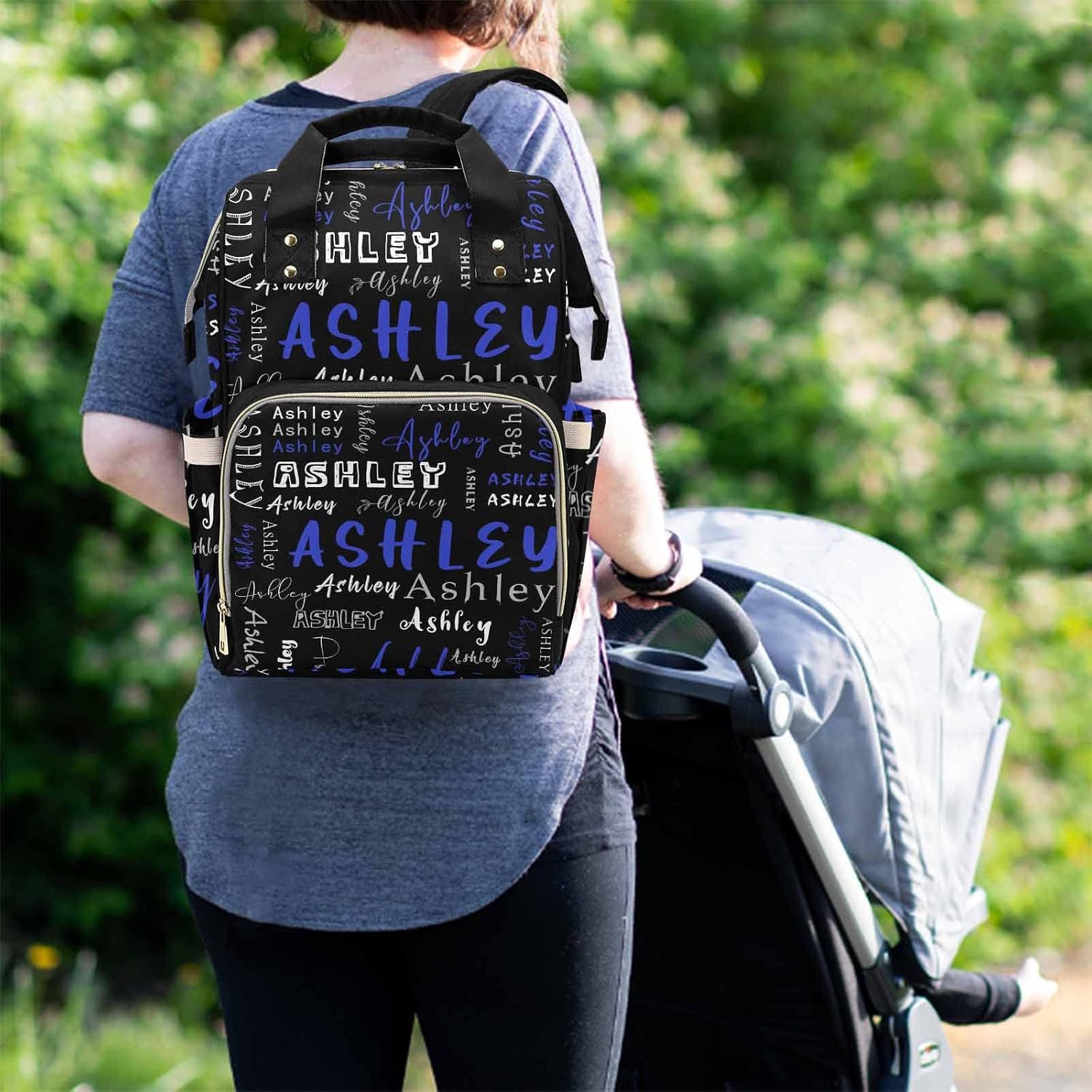 MyPupSocks Personalized Diaper Bag Backpack with Name, Custom Name Mommy Nappy Bags, Gift for New Mom Baby Girl Boy Newborn