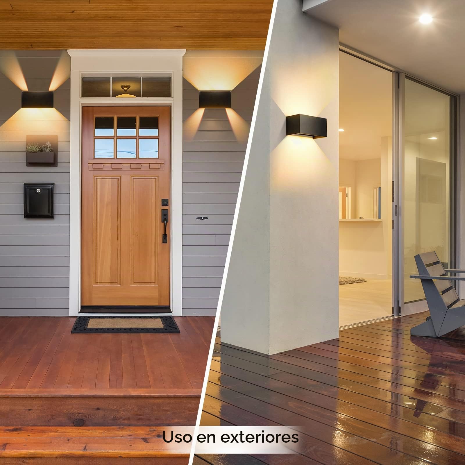 Aplique LED Moderno para Pared Exterior e Interior, IP65 Impermeable, 3000K Blanco Cálido, Aluminio, Ángulo de Haz Ajustable, Negro