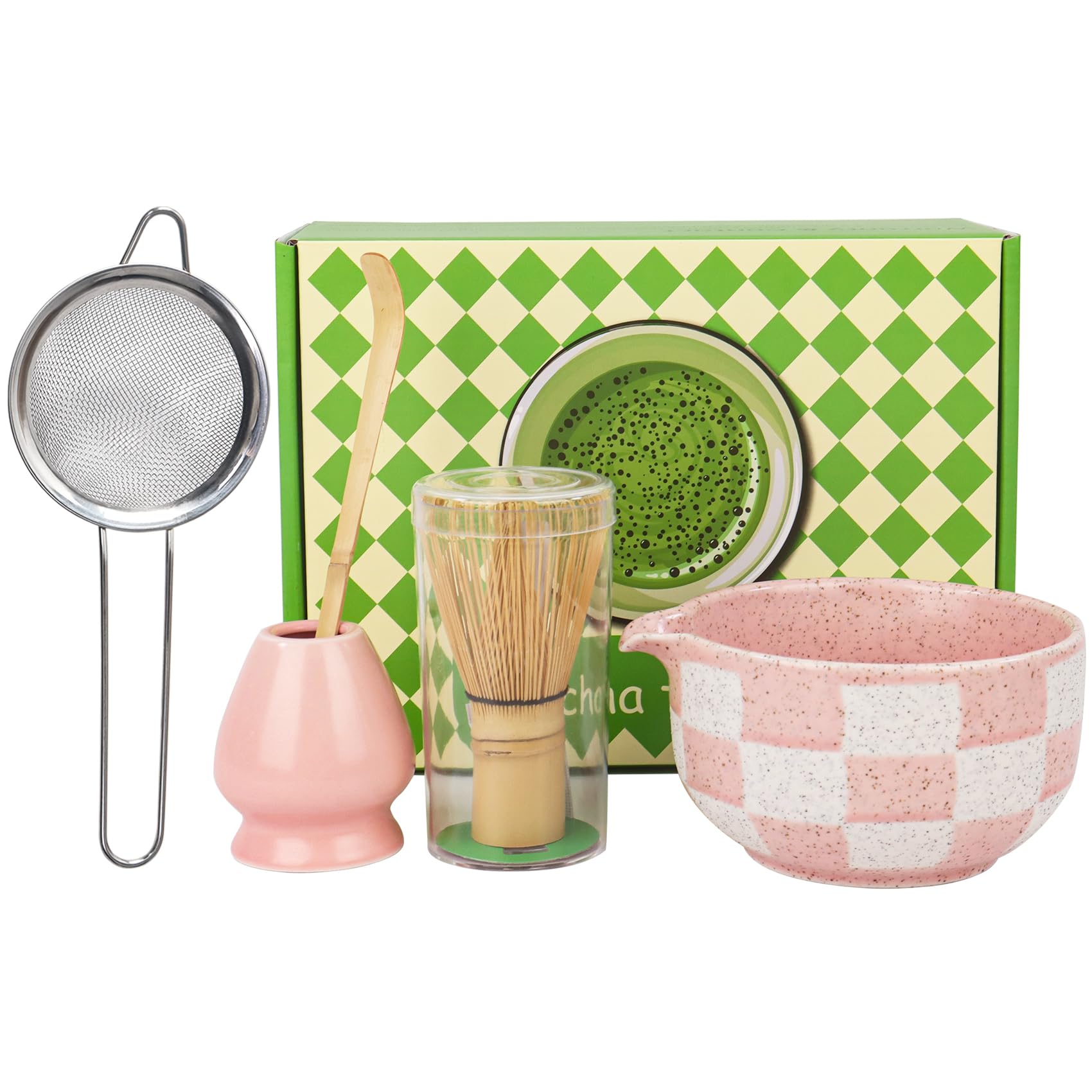 Fouet à matcha rose avec bol : oubliez les grumeaux dans votre thé