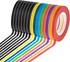 cridoz 15 Rolls Thin 1/8 Inch (3mm) Whiteboard Tape, Low-Tack Paper Pinstripe Art Grid Lines Tape for Dry Erase Boards, Crafts & Delicate Surfaces - Assorted Colors