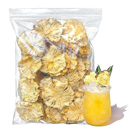 Dried Pineapple Slices 1lb /1pound 16oz Dehydrated Cocktail Garnish Decor & Edible Pine-apple Fllower No Sugar Added Dry Pineapples for Drink/Baking/Tea Dried Fruit Snack, Family, Bar, Business