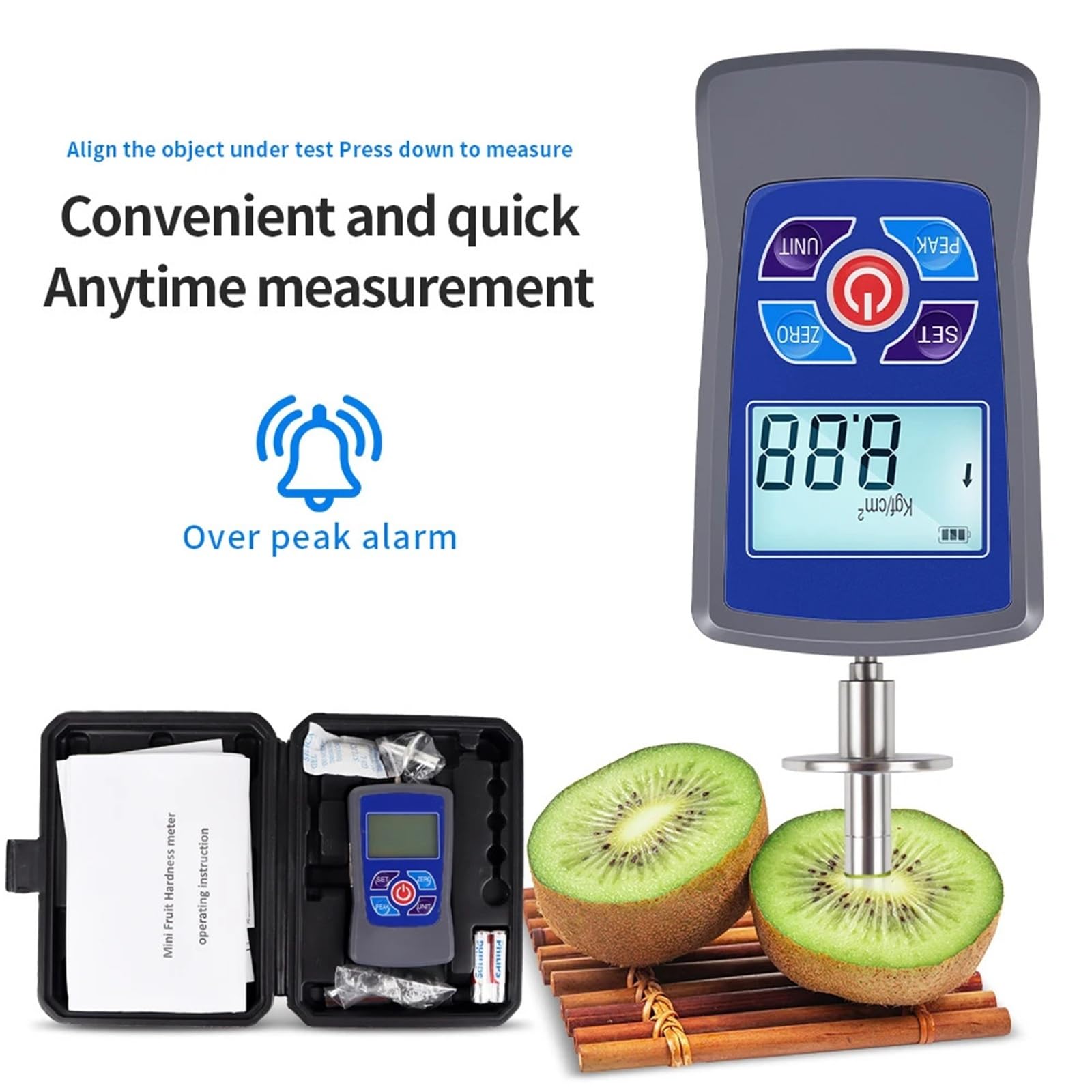 Mini probador de la dureza de la fruta de Digitaces del probador de la dureza de la fruta de Digitaces con el contraluz