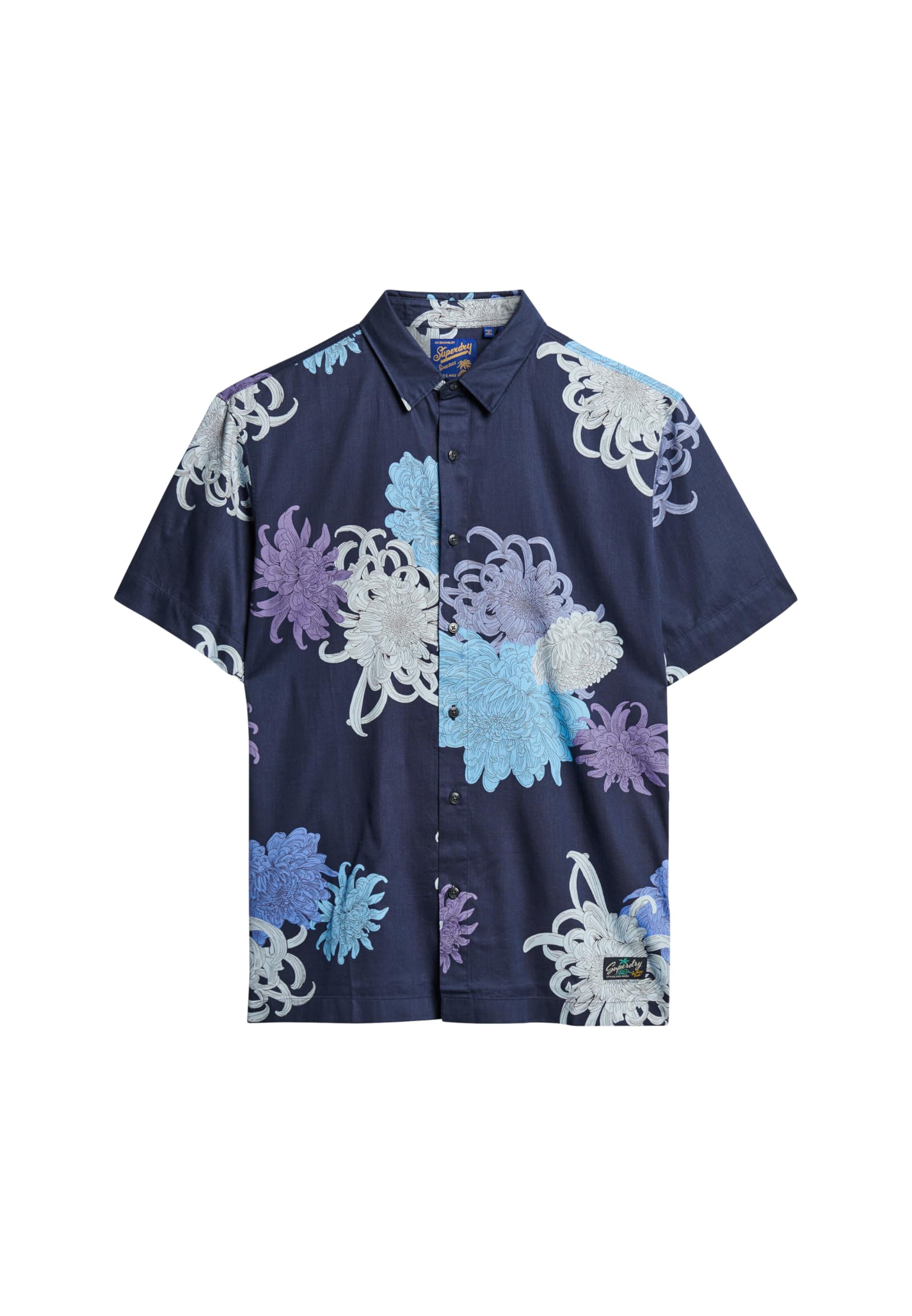 Superdry Men's Chrysanthemum Navy Hawaiian Shirt M4010353a Size M, M