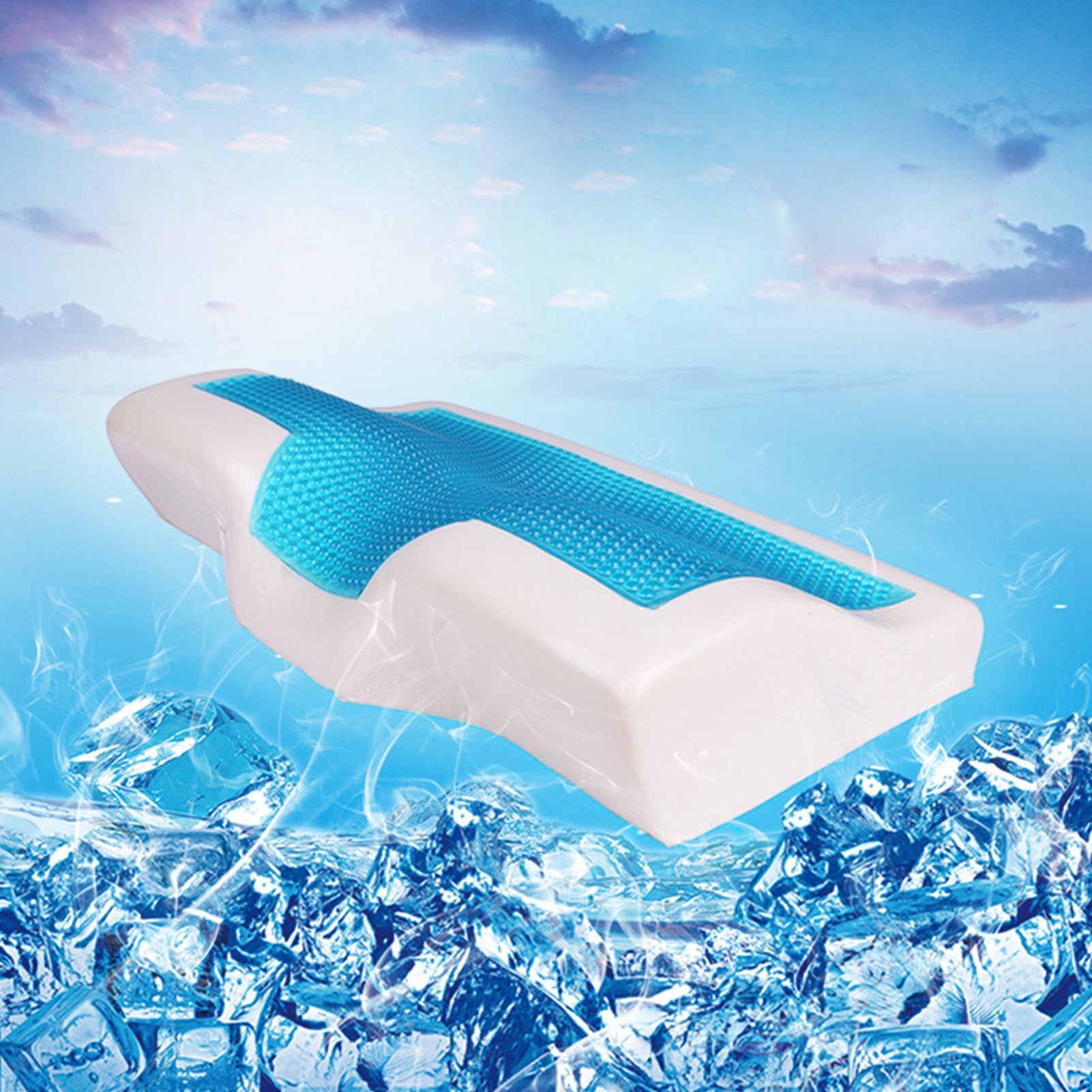 Semme Cuscini Ortopedici Memory Rinfrescanti Cuscini per il Collo in Gel Cuscino Cervicale per Dormire Cuscino di Supporto per il Collo per Chi Dorme Sul Collo e (19,7 x 11,8 pollici)