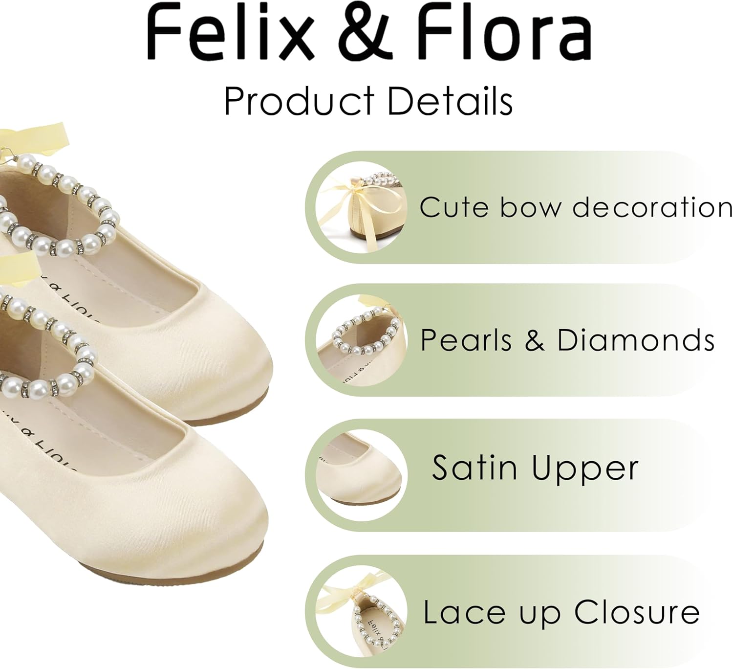 Felix & Flora Girls Toddler Little Ballet Shoes - Flower Girls Mary Jane Flats Dress Shoes Party Wedding - Image 4