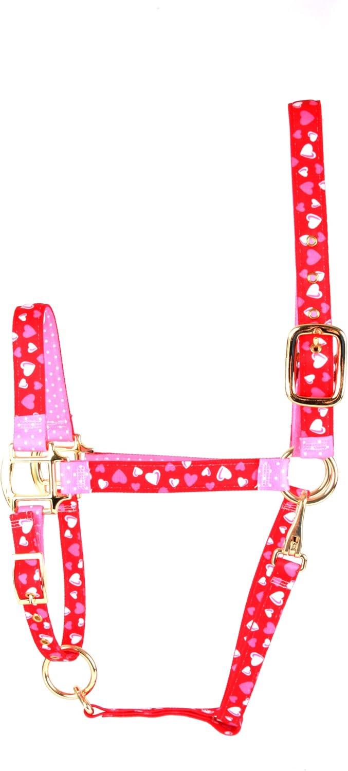 RH1203 A High Fashion Horse Horse Halter, Red Hearts