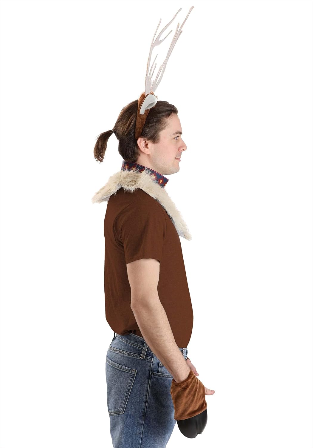 elope Disney Frozen Deluxe Sven Adult Costume Kit - Plush Antler Headband, Fur Collar, and Hand Covers Standard - Brown
