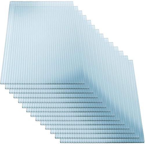 2' X 4' 20 Pcs Polycarbonate Greenhouse Panels 0.16'-thickness Twin-Walled Polycarbonate Sheets, Clear, Waterproof and UV-protected Shatterproof Board, Panels for Outdoor, Plant Stand Roof, Greenhouse