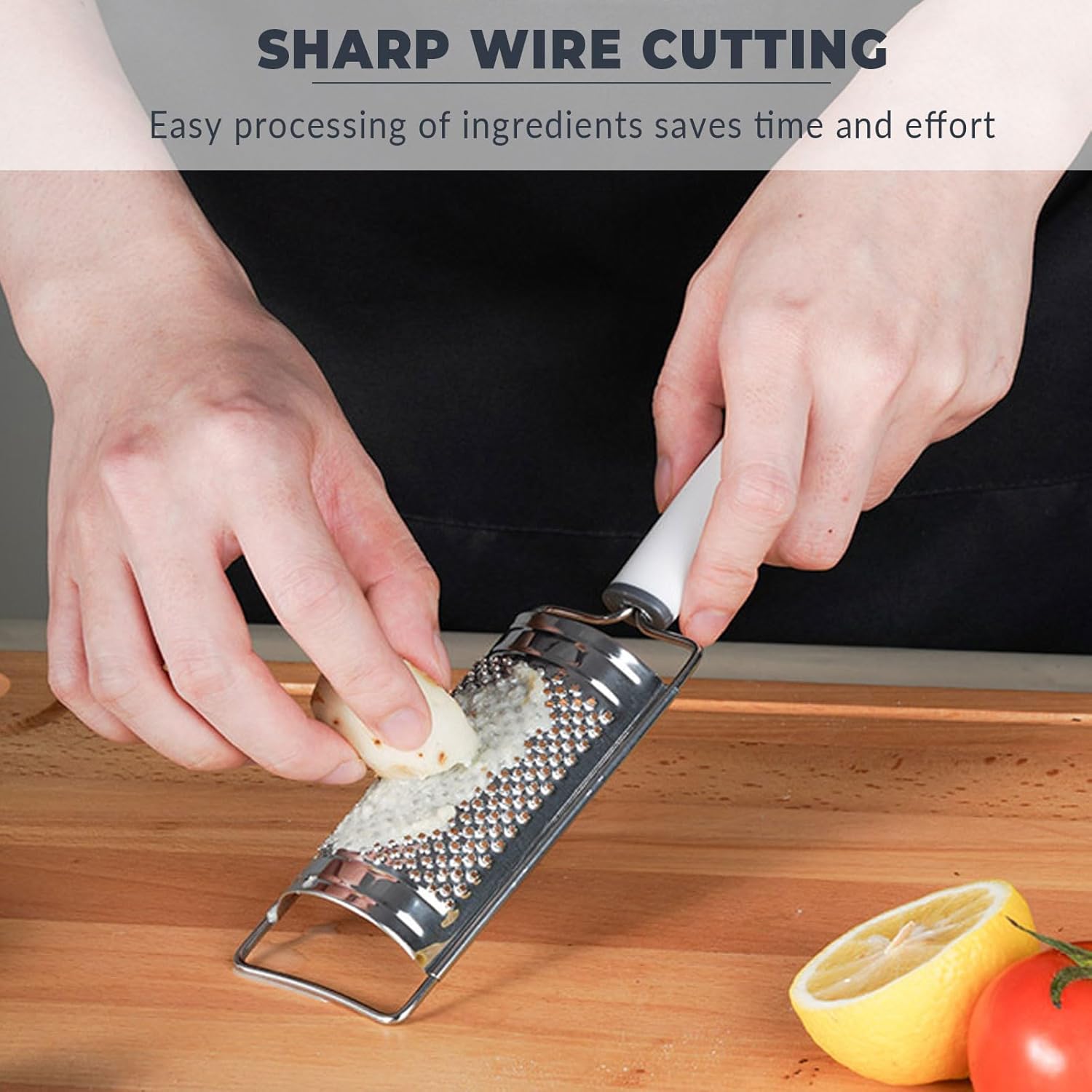 Lemon Zester Grater with Handle, Handheld Cheese Set, Stainless Steel Citrus Tool, Vegetable Shredder for Ginger, Garlic