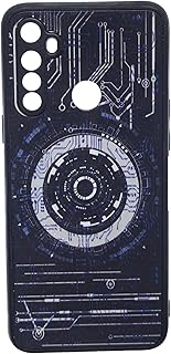 جراب ضهر بتصميم دائرة الكترونية من البولي اليوريثين لهاتف ريلمي 5 - اسود، حافظة حماية أساسية