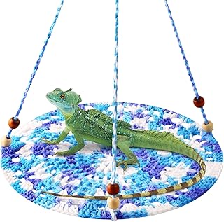 Reptile Hammock Swing Hanging Bed, Cute Lizard Swing Toy, Cotton Lizard Bed, Reptile Summer Bed for Bearded Dragon Leopard Gecko Lizard Birds Parrots Rats (F)