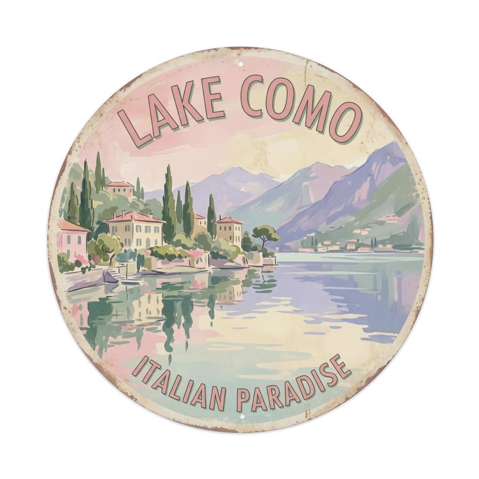 Vintage Travel Como Lake Italy Metal Tin Sign