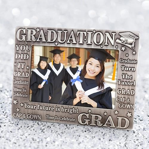 Vista 33 de LASODY Marco de fotos de graduación - Decoración 2025, regalos para él y ella, marco de fotos con borlas