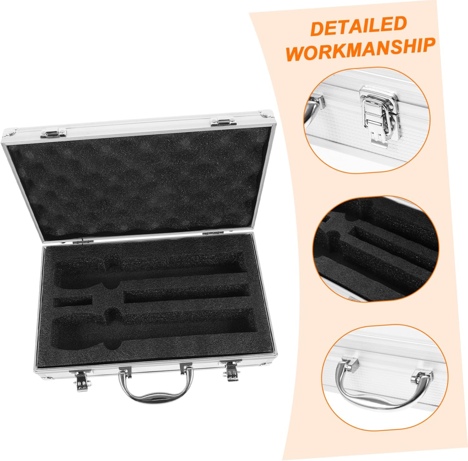 Microphone Case Organizer for Handheld Mics Portable Carrying Box with Handle for Ktv Travel Performance Protective Storage