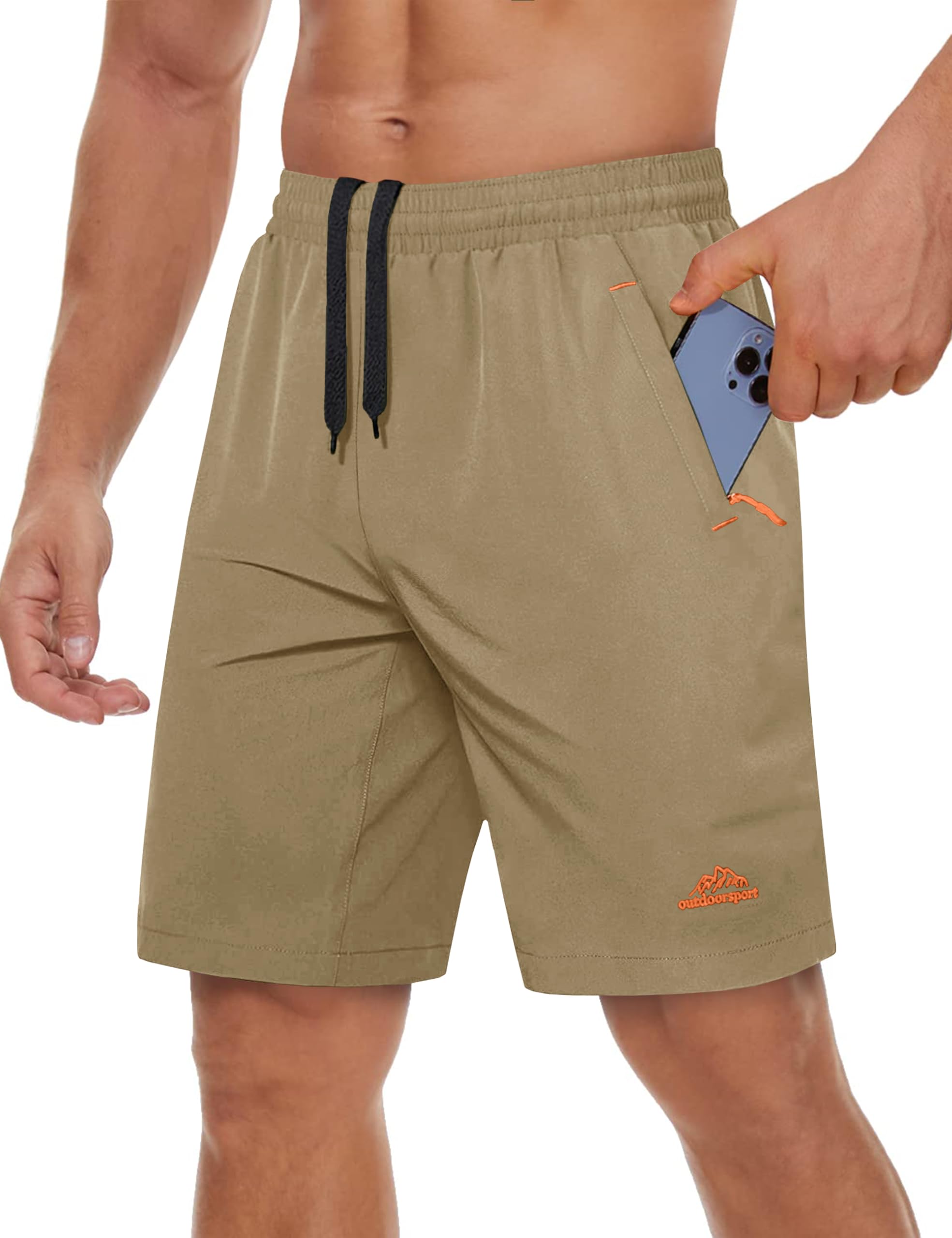 TACVASEN Men's Quick-Drying Training Shorts, Running Shorts, Breathable Sports Shorts with Zip Pockets — view 6