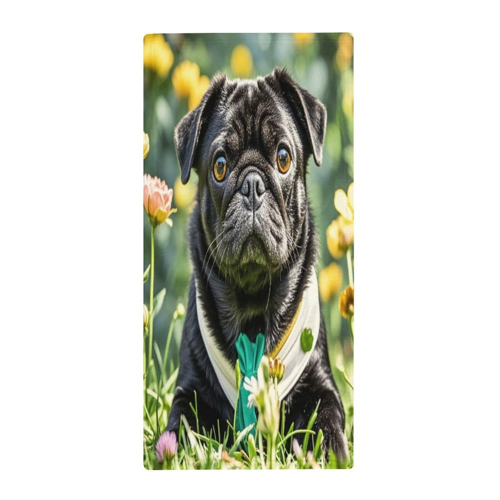 FekiLoot Cute Black Pug Dog Bath Towel Super Soft Highly Absorbent Bath Towel Fashion Quick Drying Bathroom Towel Soft Large Fingertip Towels for Bathroom Gym Travel Camp Pool