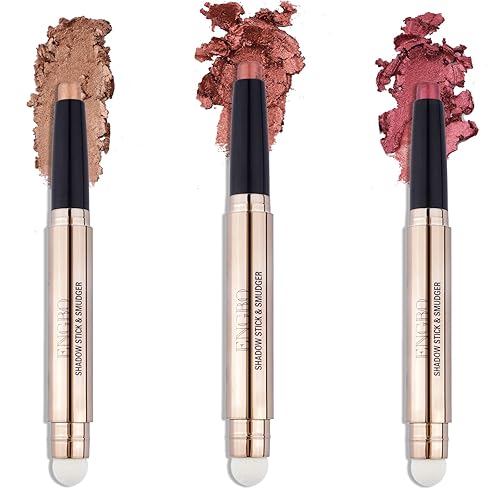 Enfuntins Sombra de ojos en barra para maquillaje, cosméticos, abrillantador de ojos, lápiz impermeable con difuminador suave, sombra de ojos en