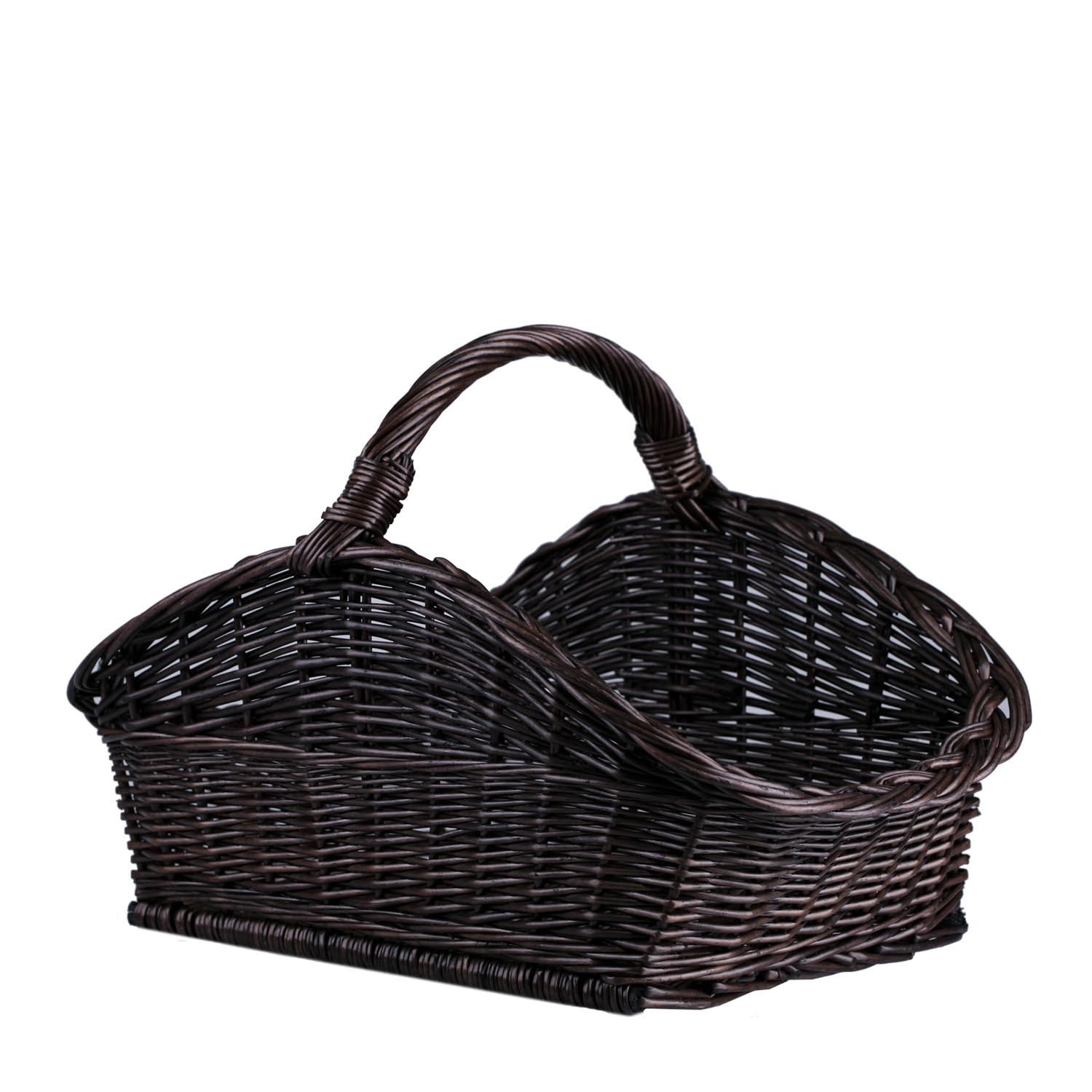 Panier bois cheminée brun e-wicker24 et porte-bûches en osier