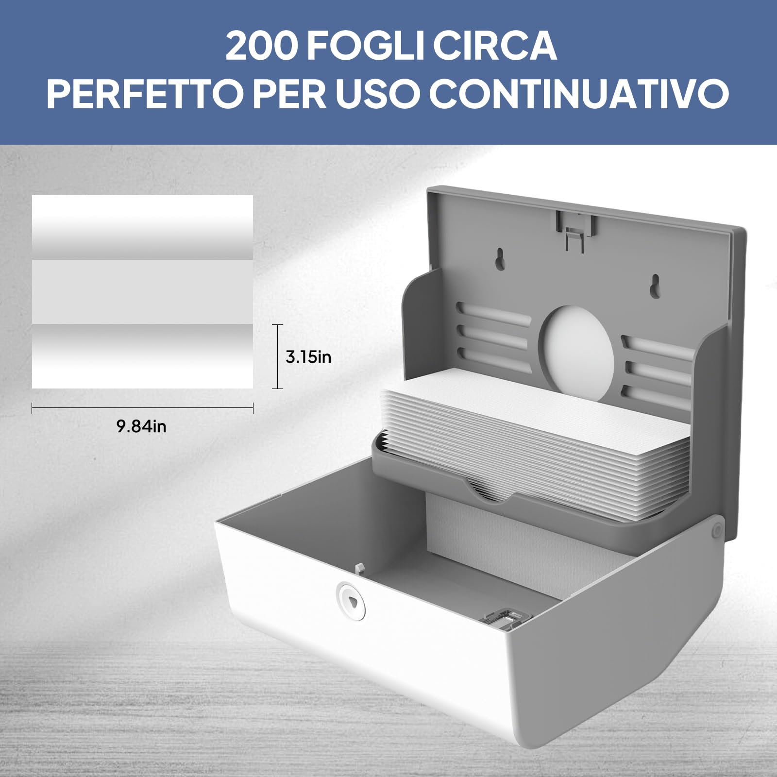 Dispenser per Asciugamani di Carta da Parete,porta salviette di carta bagno,Tovaglioli Piegati a Z ed Intercalati dispenser asciugamani carta,Può Contenere Fino A 200 Fogli（bianco-6006）