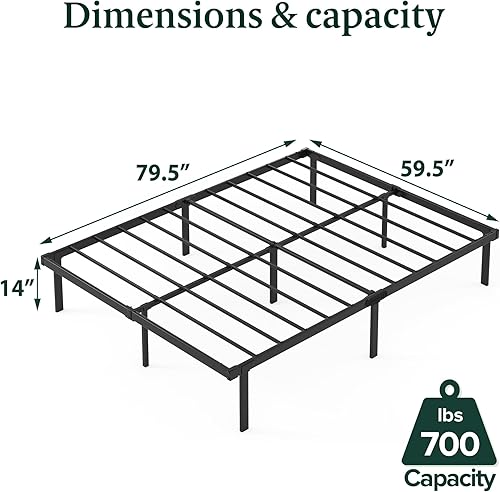 Miniatura 3 de Zinus Caleb - Base de cama tipo plataforma de metal de 14in de alto, soporte de acero, fácil de montar, no necesita somier, tamaño Queen
