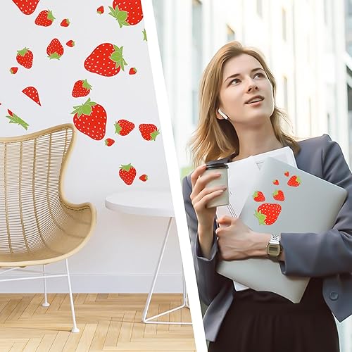 Miniatura 7 de 92 calcomanías de fresa, impermeables, de PVC, fresas, decoración estética, decoración de baño, decoración de fiesta de fresa, decoración de