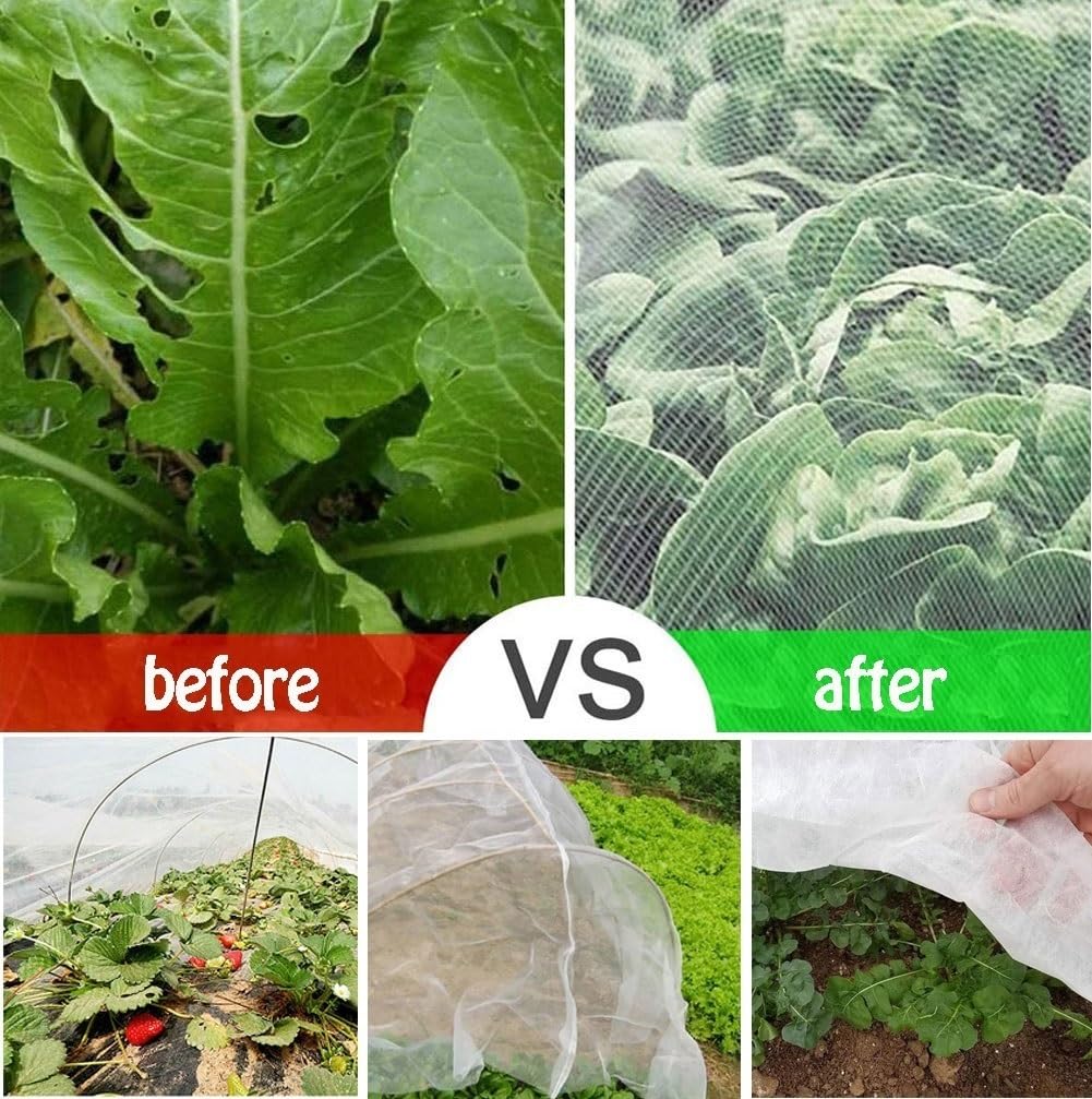 Feines Gartennetz für Hochbeete, 100 Maschen (0,5 mm), weiß, Pflanzenschutz, schützt Obst, Blumen und Gemüse vor Vögeln und Eichhörnchen, langlebig und leicht