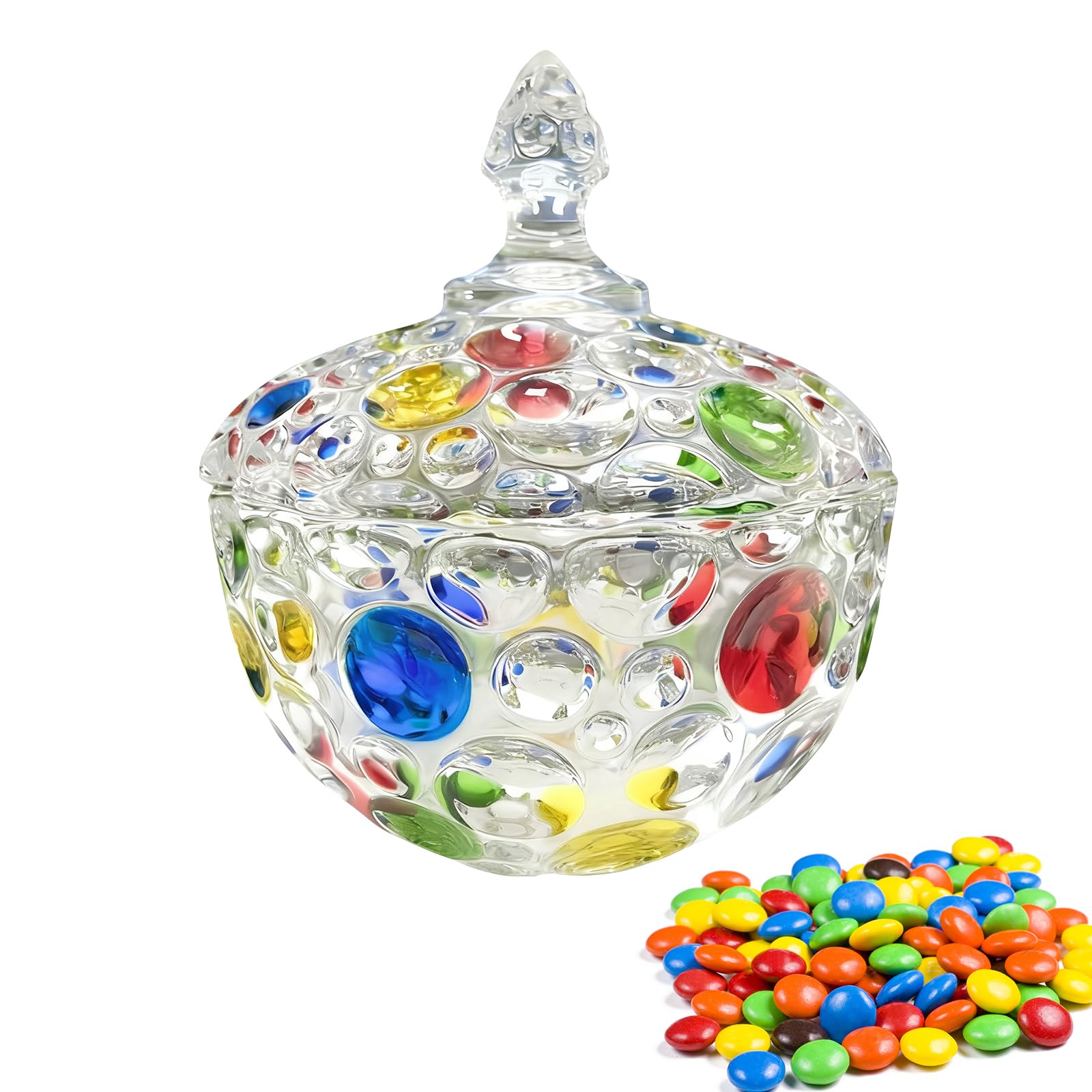 Bocguy Tarro de caramelos, tarros de caramelos coloridos con tapa, bomboneras decorativas, tarros pequeños para caramelos, bombones, dulces, tarros de cristal para buffet, boda, decoración del hogar